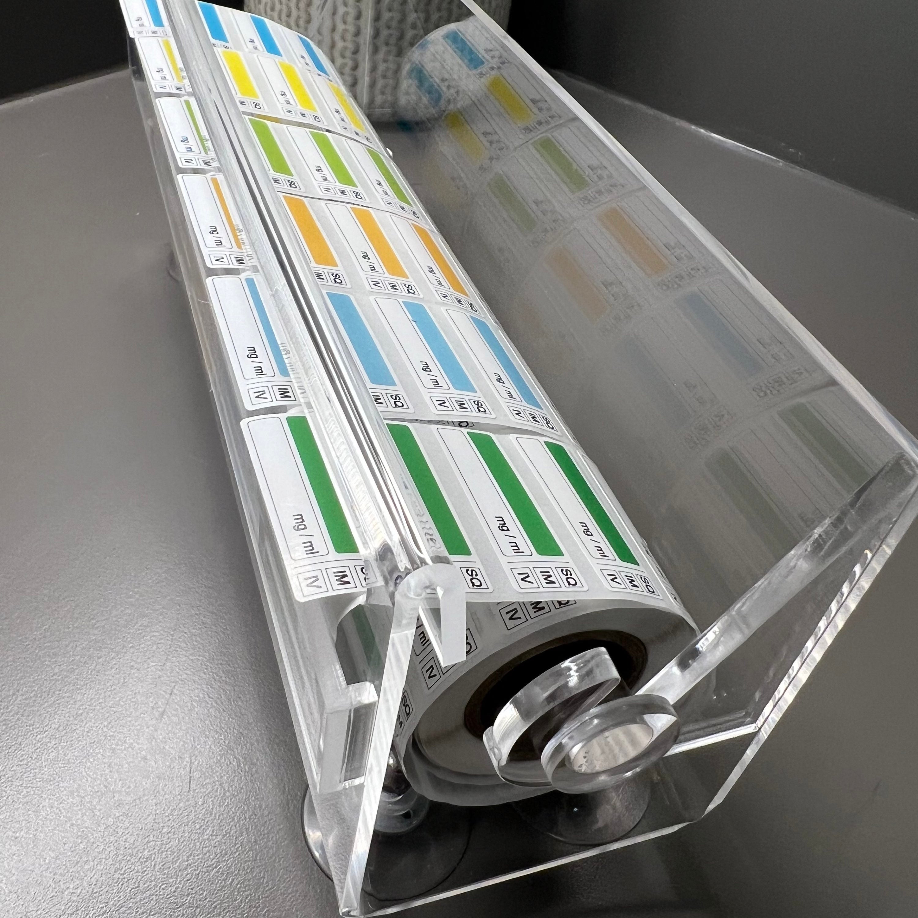 Syringe Transparent Label 6 Color-Coded Blank Syringe Label rolls & Labels Dispenser – VetCare ...