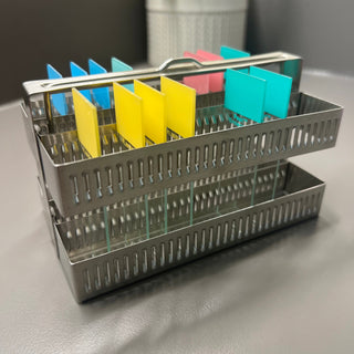 Stainless Steel Slide Staining Rack,Microscope Slide Holder 60-Slides Capacity